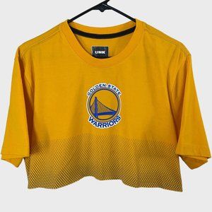 NBA Golden State Warriors Upcycled Crop Top Women's Large Raw-Hem Basketball Tee